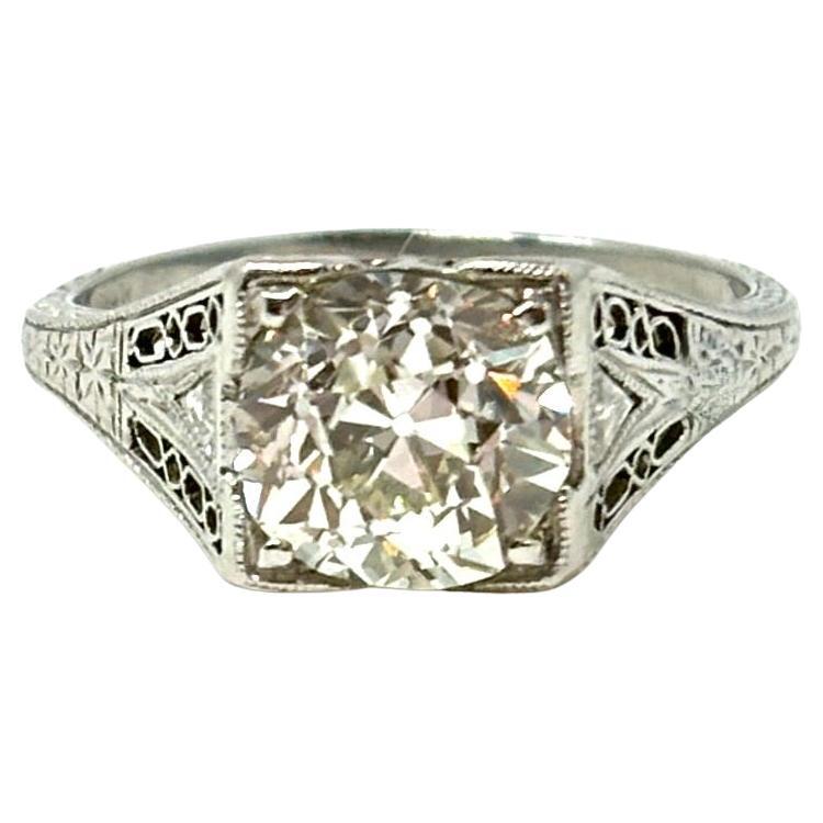 Antique Edwardian Platinum and Diamond Solitaire Engagement Ring, 1900-1910