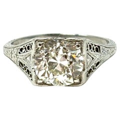 Antiker edwardianischer Verlobungsring aus Platin und Diamant mit Solitär, 1900-1910