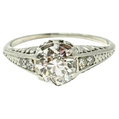 Antique Edwardian Platinum and Diamond Solitaire Ring