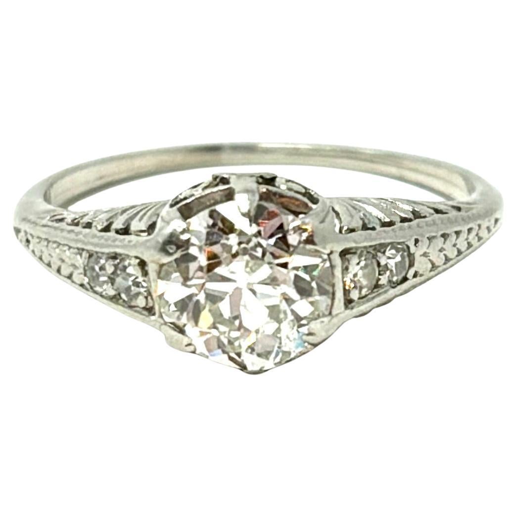 Antique Edwardian Platinum and Diamond Solitaire Ring