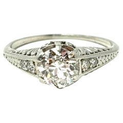 Antiker edwardianischer Solitär-Ring aus Platin und Diamant