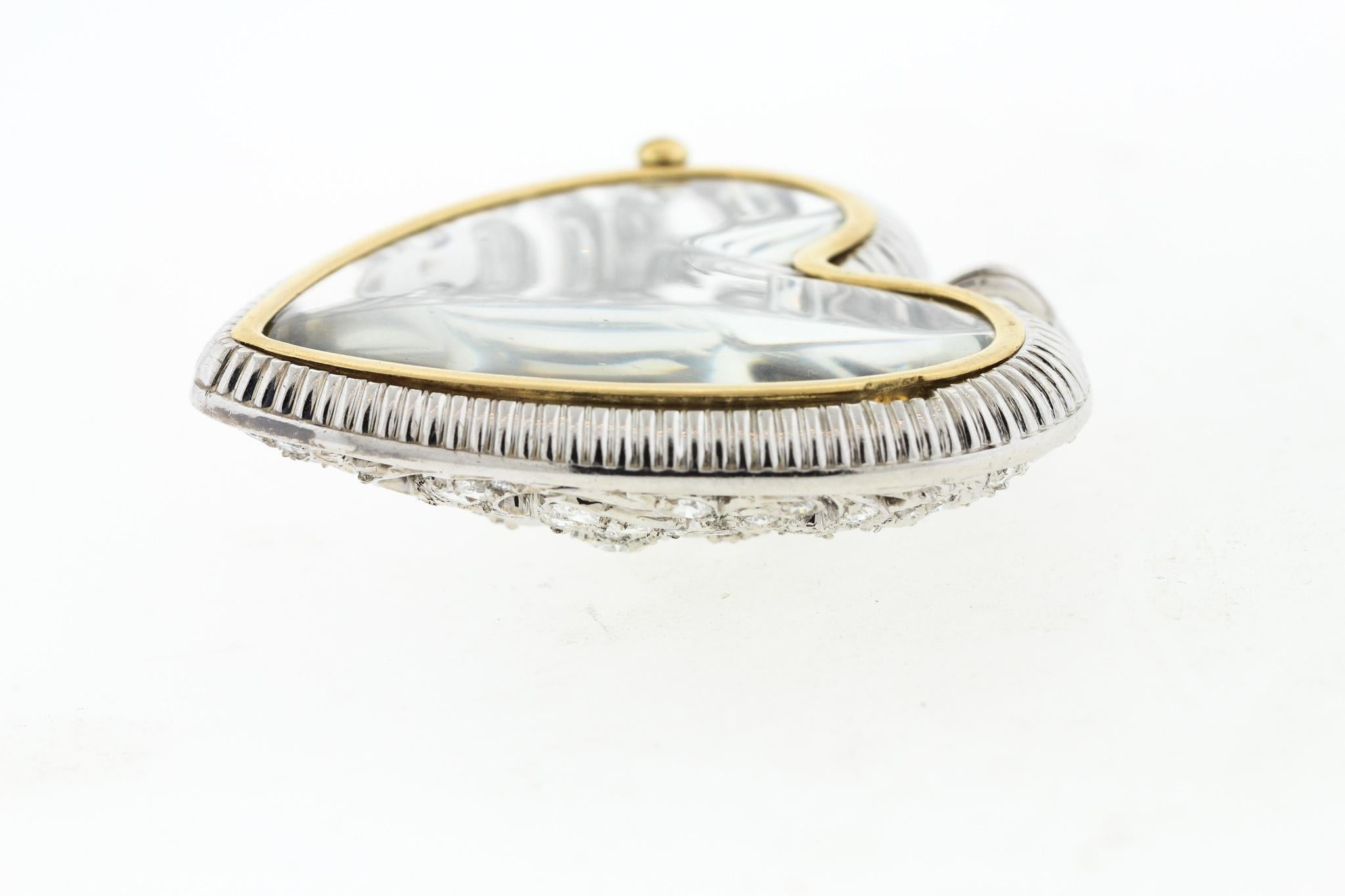 Antiker edwardianischer Platin- und Gold-Diamant-Herz-Anhänger mit Original-Kristall (Alteuropäischer Schliff)