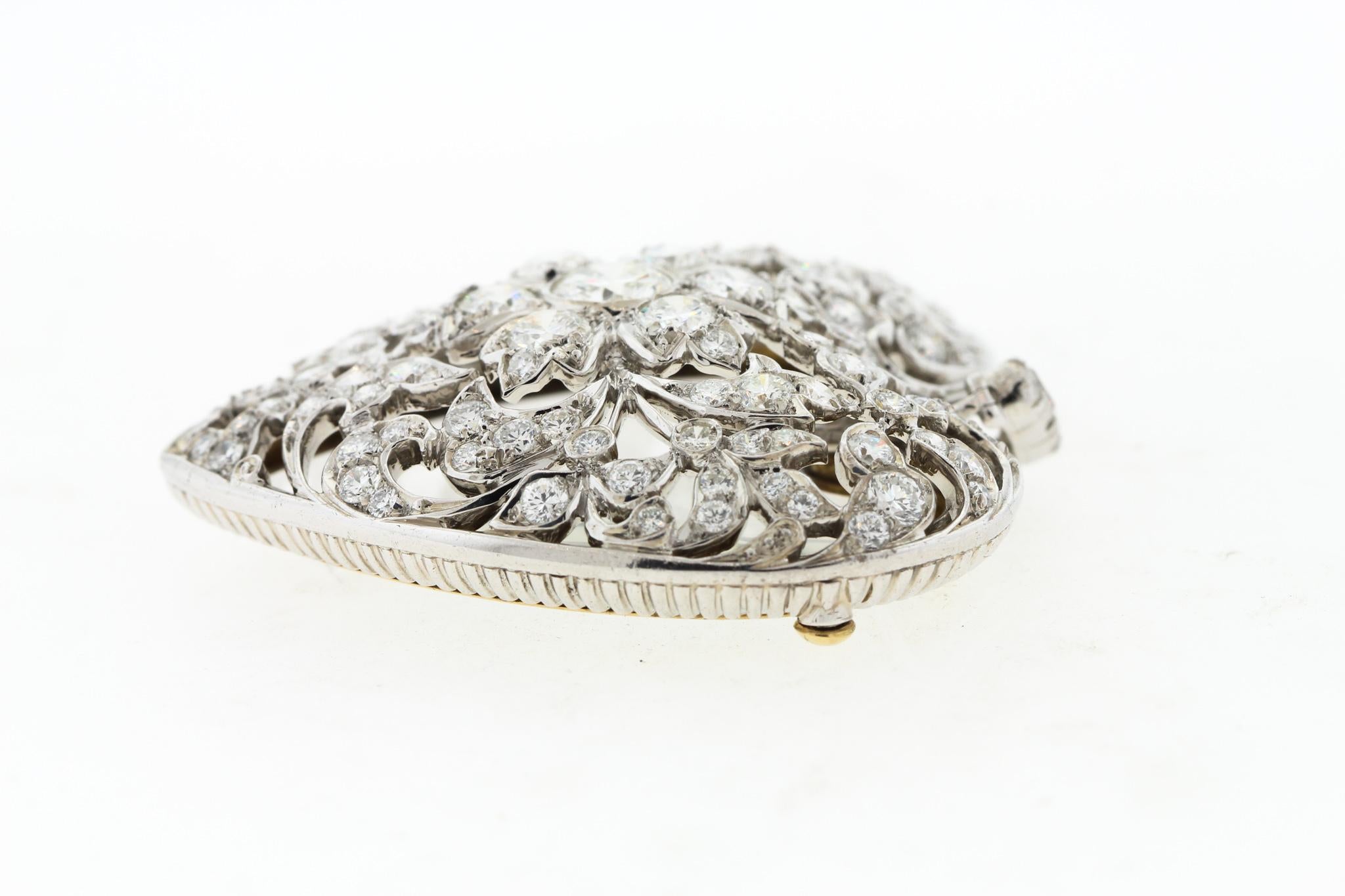 Antiker edwardianischer Platin- und Gold-Diamant-Herz-Anhänger mit Original-Kristall für Damen oder Herren