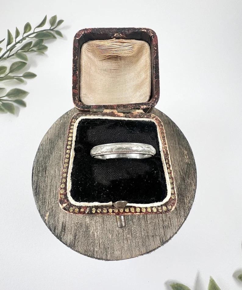Antique Edwardian, Platinum Band Ring, Wedding Band, Anniversary Ring For Sale 7