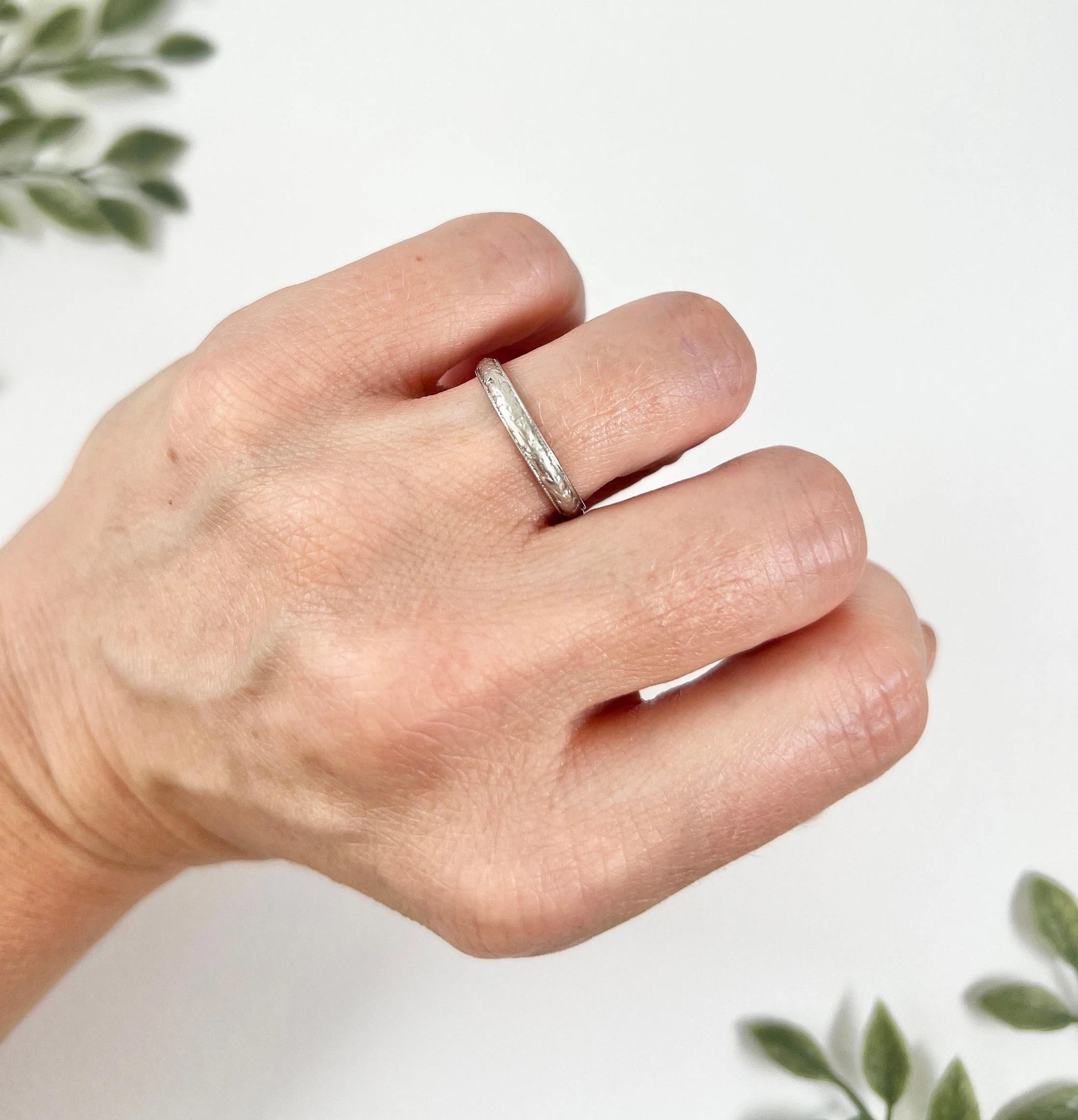 Women's or Men's Antique Edwardian, Platinum Band Ring, Wedding Band, Anniversary Ring For Sale