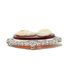 Antique Edwardian Platinum, Diamond Cameo Pin/Pendant