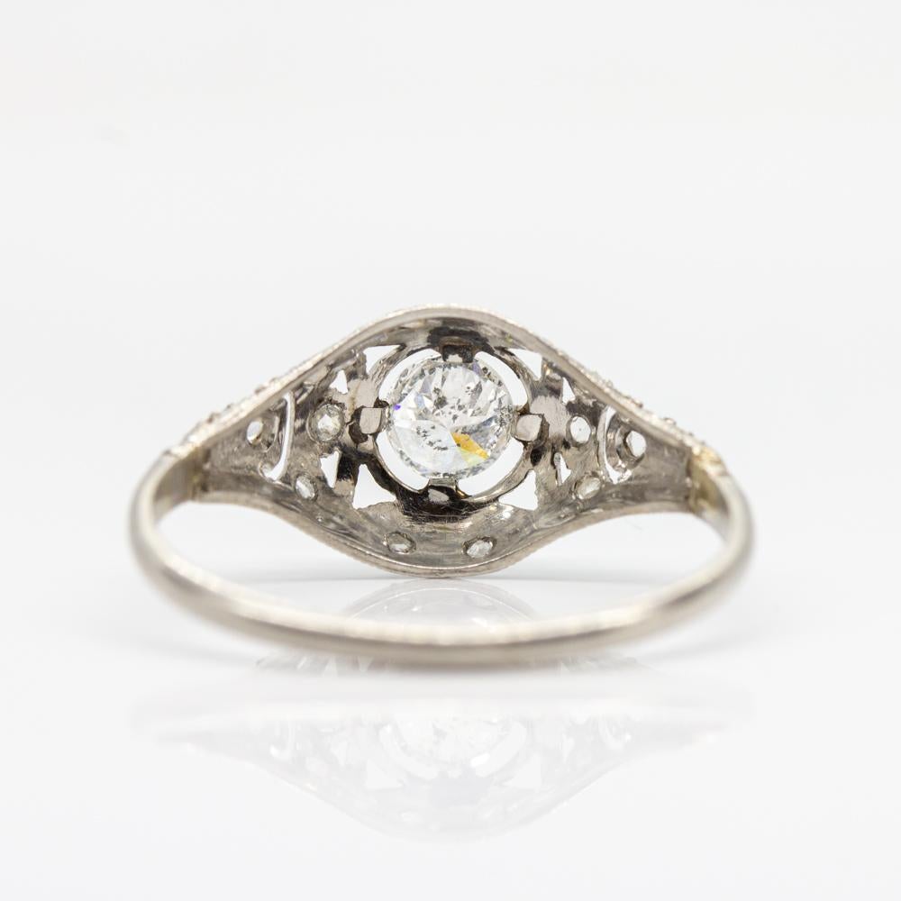 Old Mine Cut Antique Edwardian Platinum Diamond Engagement Ring