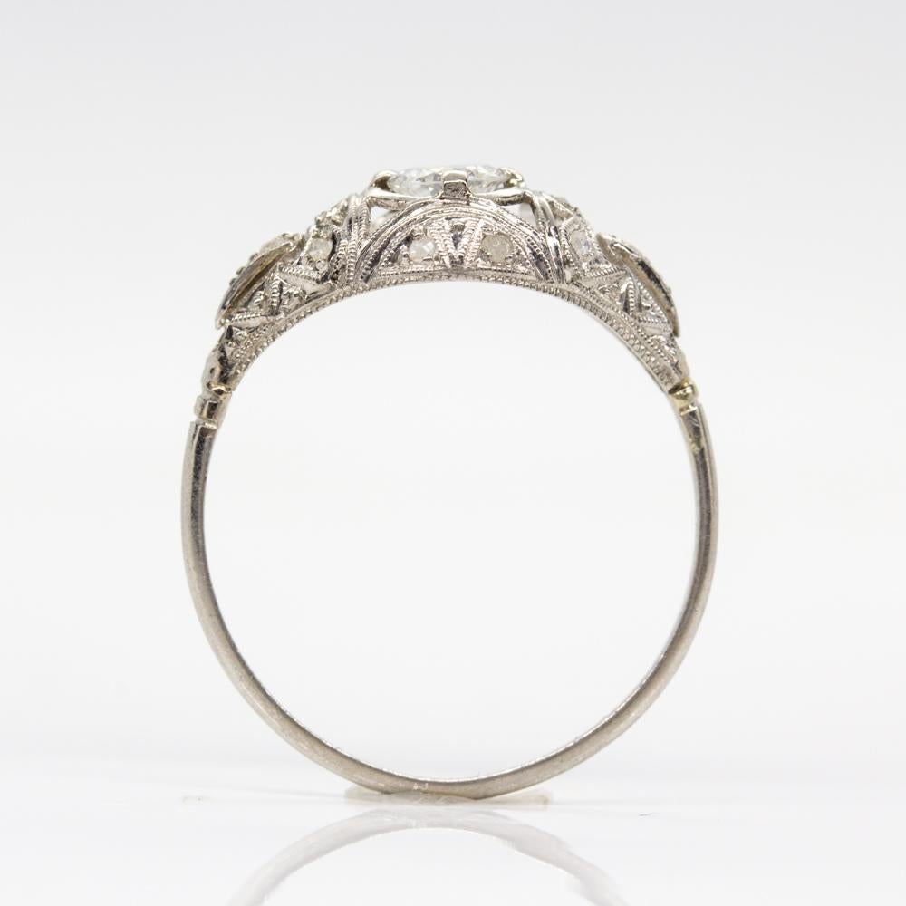 Women's or Men's Antique Edwardian Platinum Diamond Engagement Ring