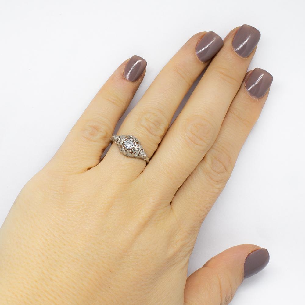 Antique Edwardian Platinum Diamond Engagement Ring 3