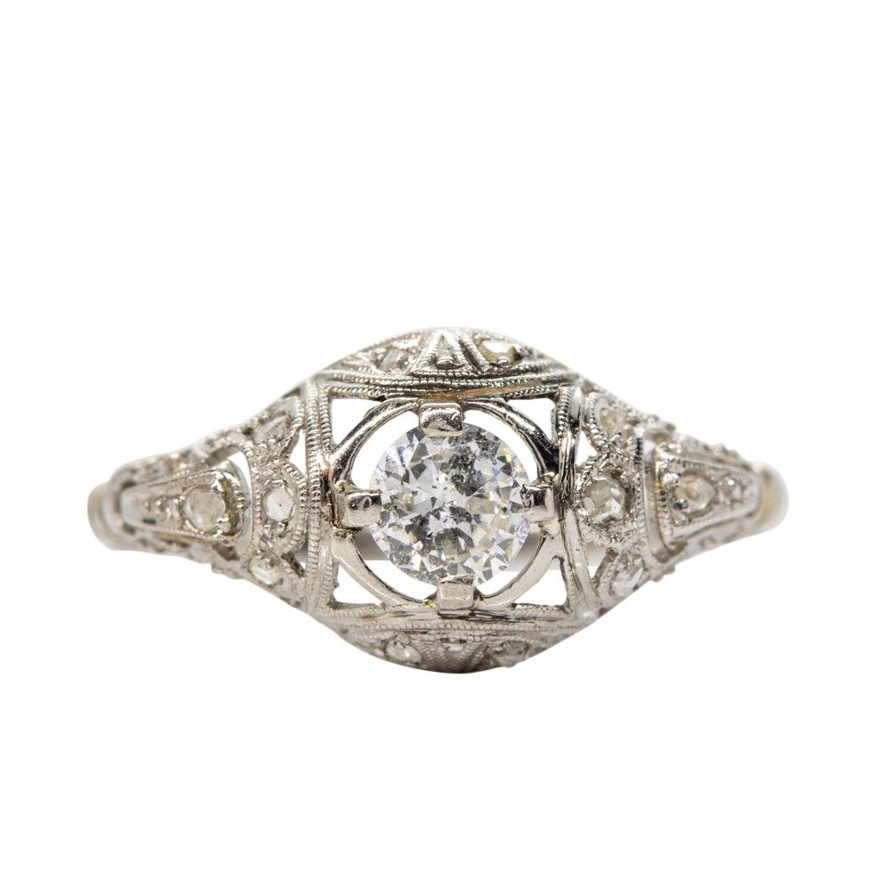 Antique Edwardian Platinum Diamond Engagement Ring