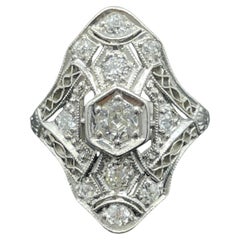 Antique Edwardian Platinum Filigree Diamond Ring