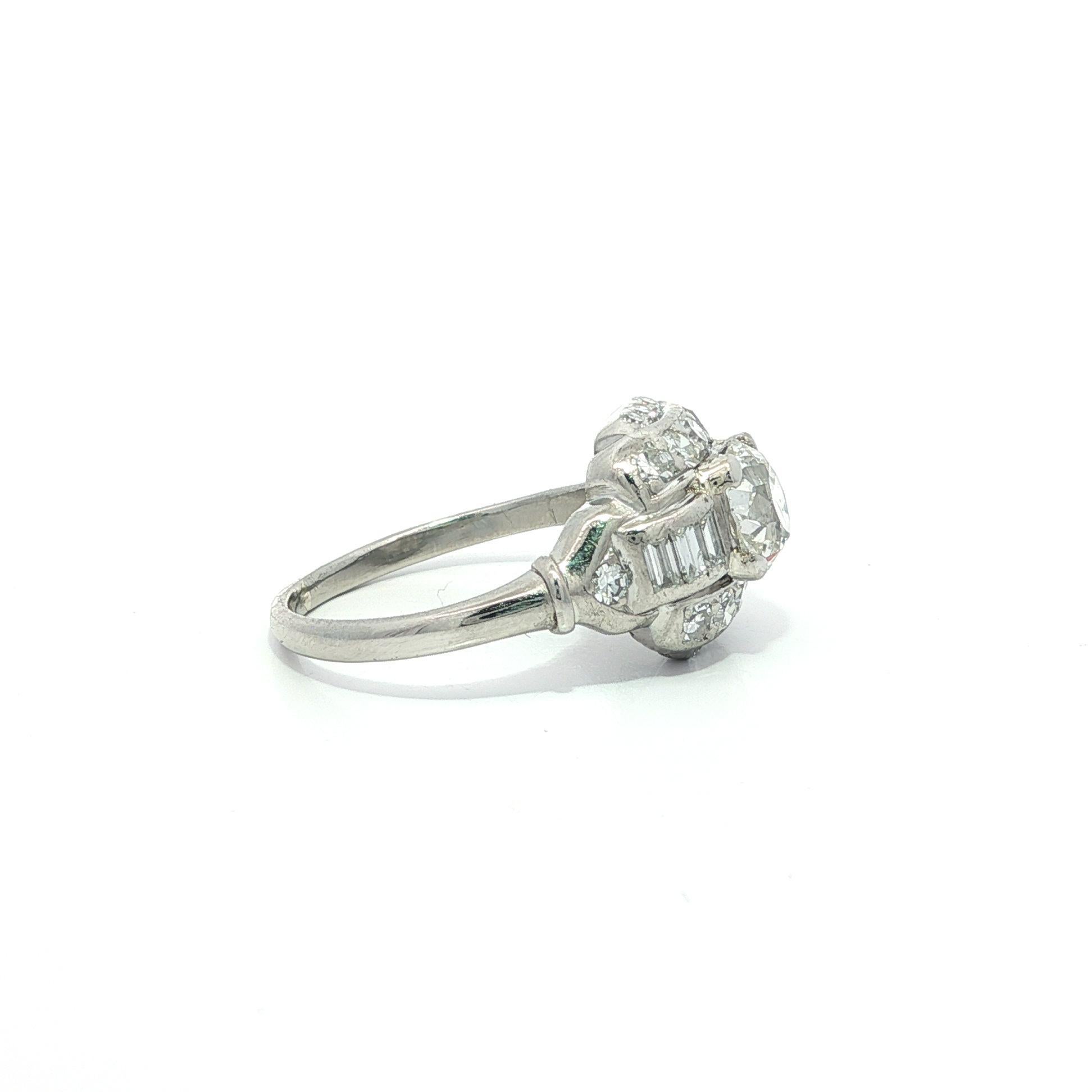 Bague de fiançailles ancienne de style édouardien en platine GIA 1.56ctw Old Mine Cut Diamond en vente 6