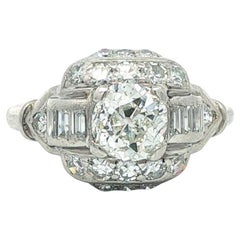 Antique Edwardian Platinum GIA 1.56ctw Old Mine Cut Diamond Engagement Ring