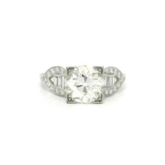 Antique Edwardian Platinum GIA 2.09ctw Old Diamond Buckle Sides Engagement Ring