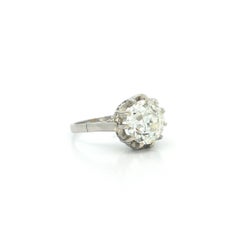 Antique Edwardian Platinum GIA 2.85ct K SI1 Old European Diamond Solitaire Ring