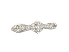 Broche ancienne de style édouardien en platine et or 0,85ctw Old Diamond Filigree Floral Bar Brooch