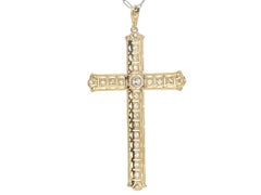 Antique Edwardian Platinum & Gold 1.05ctw Old Diamond Large Cross Handmade Chain