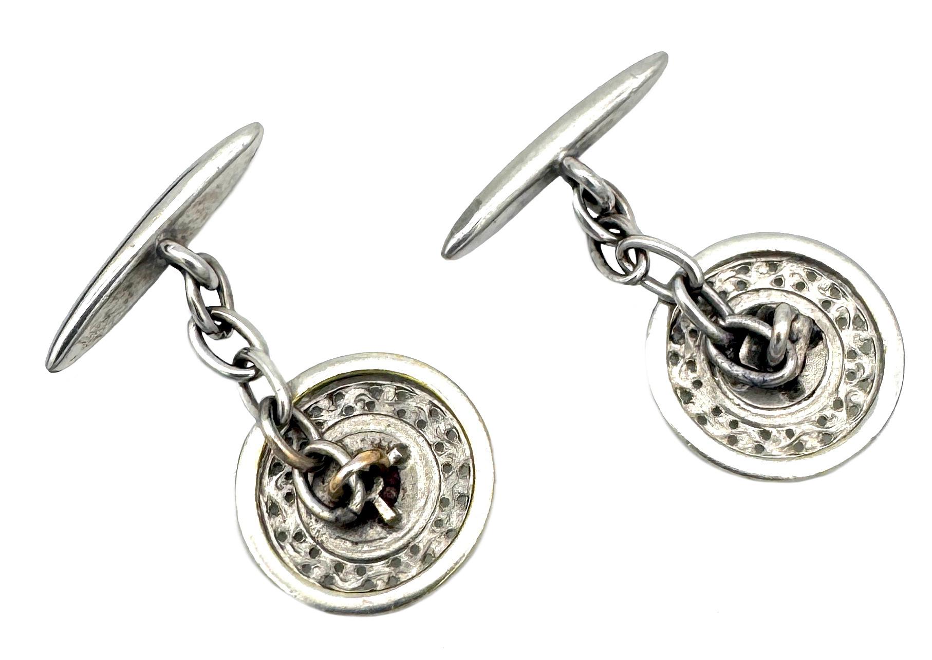 Antike Edwardian Platin Gold Rubin Diamant Emaille Manschettenknöpfe (Gemischter Schliff) im Angebot