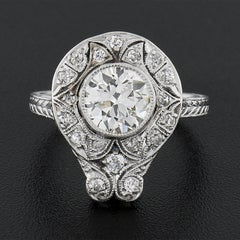 Antique Edwardian Platinum Old Cut Bezel Diamond Mosaic Milgrain Engagement Ring