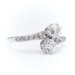Antique Edwardian, Platinum, Old-Cut Diamond 'Toi et Moi' Engagement Ring