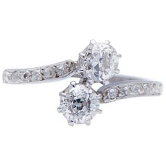 Antique Edwardian, Platinum, Old-Cut Diamond 'Toi et Moi' Engagement Ring