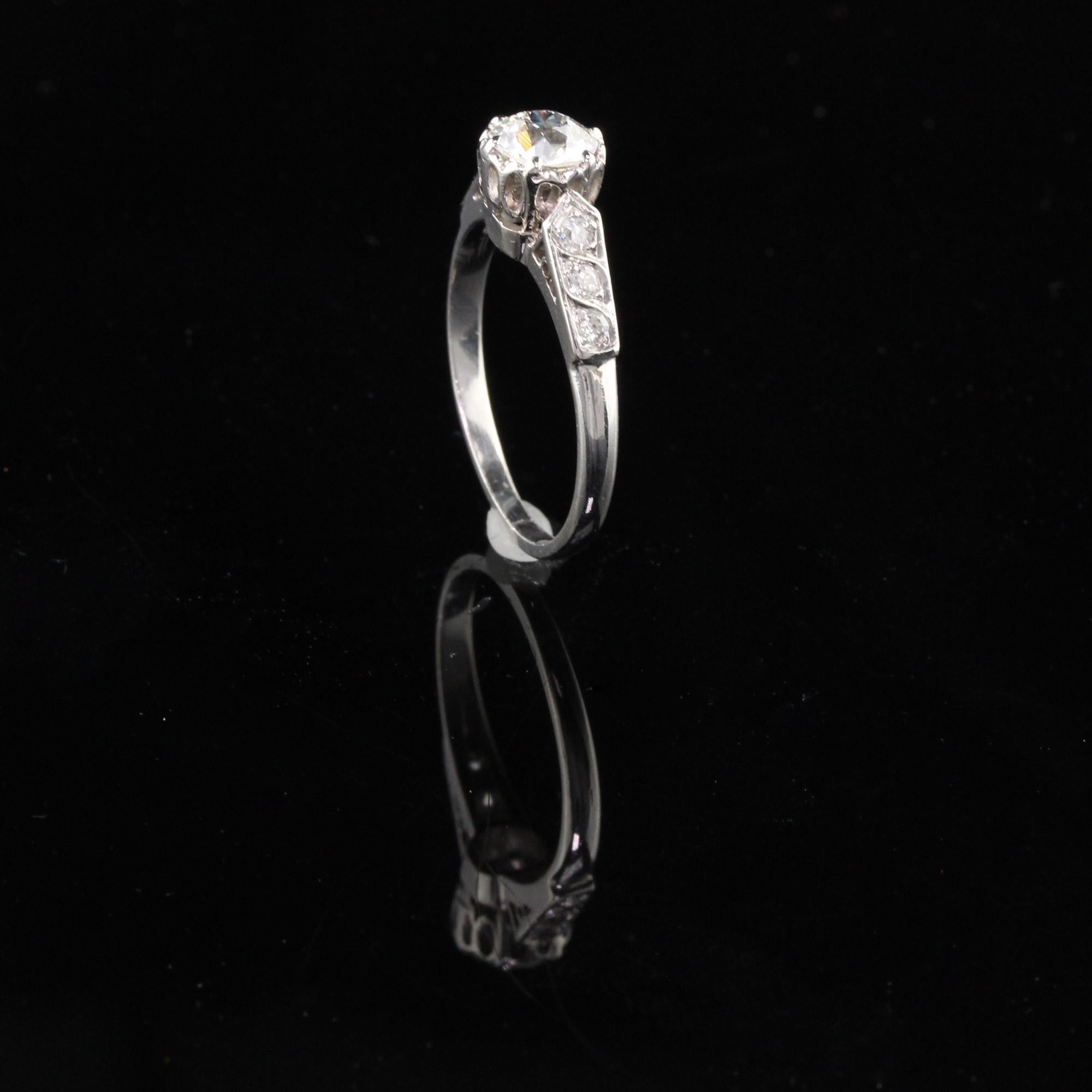 Women's Antique Edwardian Platinum Old European Cut Diamond Engagement Ring