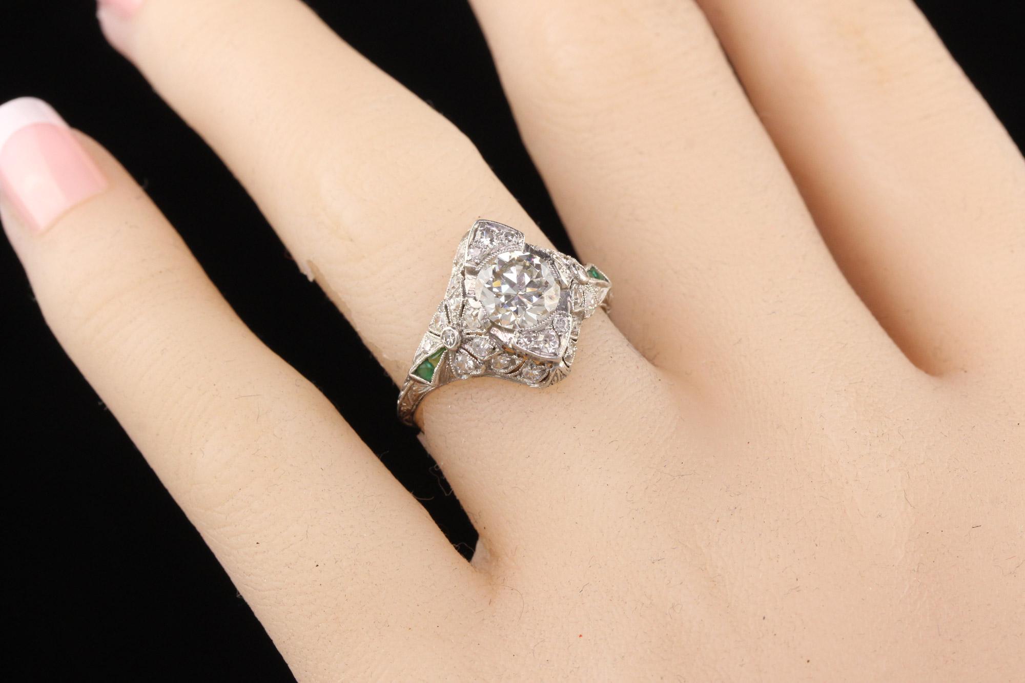 Antique Edwardian Platinum Old European Cut Diamond Flower Motif Engagement Ring For Sale 1