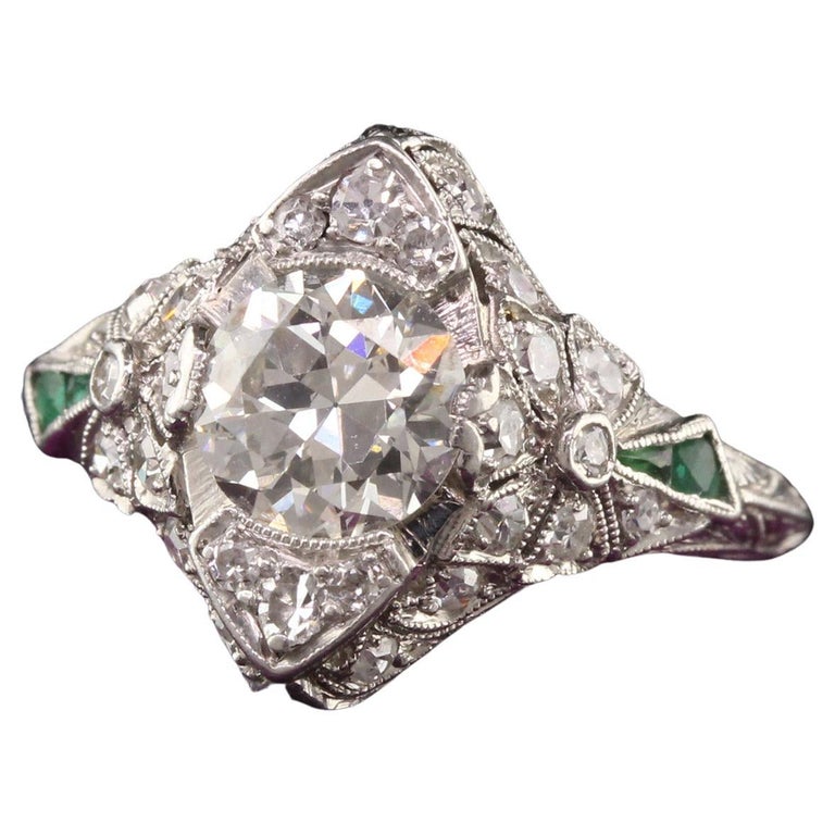 European Rings Designs Antique Edwardian Platinum Old European Cut Diamond Flower Motif ...