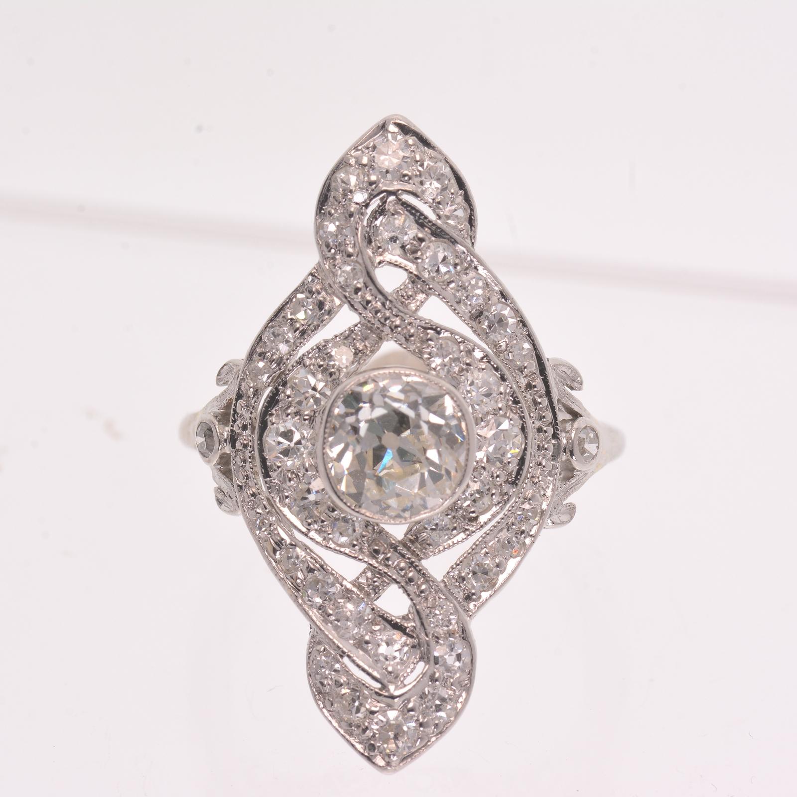 Antique Edwardian Platinum Old Mine Cut 1.62 tcw Diamond Ring

Period:
(Antique) Edwardian c1901-1910
Metal:
Platinum
Stones:
Natural Diamond 1.62 tcw 
Center Stone Weight:
.97
Diamond Color:
K
Diamond Clarity:
SI1
Diamond Cut:
Old Mine Cut 
Total