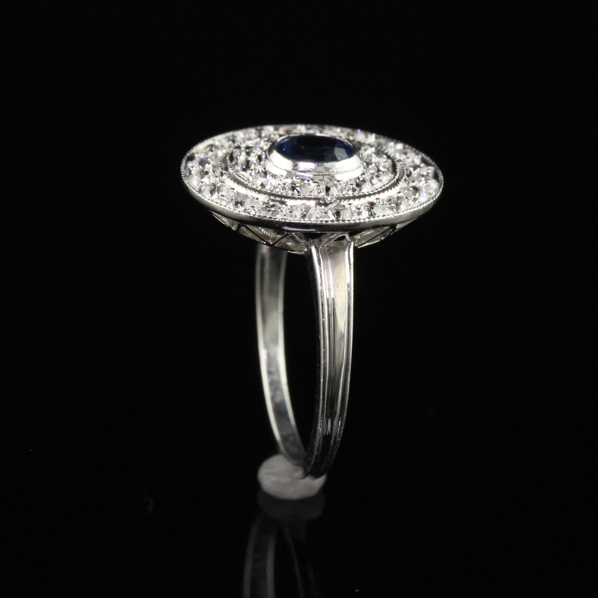 Antique Edwardian Platinum Old Mine Diamond and Sapphire Engagement Ring 1