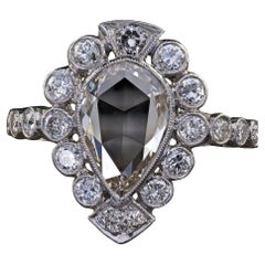 Antique Edwardian Platinum Old Rose Cut Diamond Engagement Ring - GIA