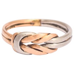 Antique Edwardian Platinum Rose Gold Lover's Knot Ring