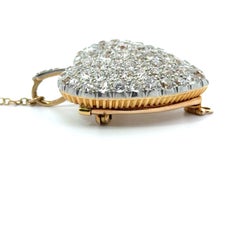 Antiker edwardianischer Herz-Anhänger aus 14-karätigem Gold mit Diamant-Pavé-Besatz und Platin-Oberteil