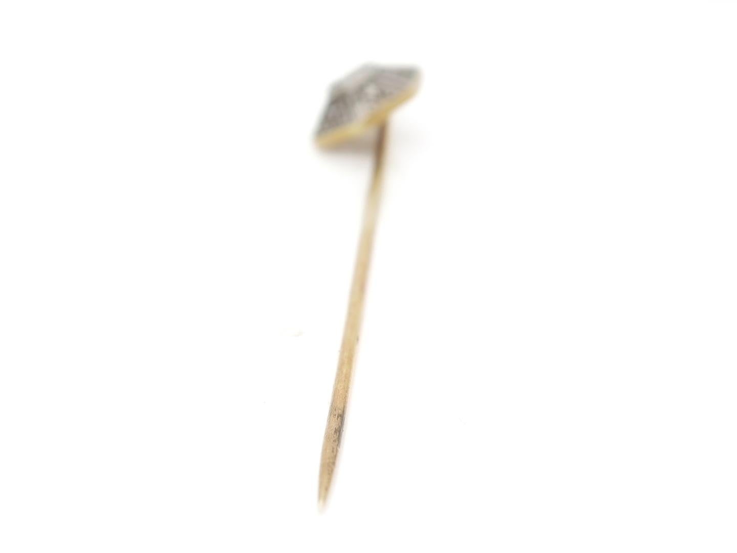 Antique Edwardian Platinum Topped 14K Gold & Diamond Stickpin For Sale 8