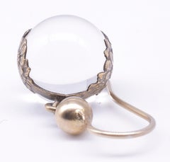 Antique Edwardian Pools of Light Silver Gilt Rock Crystal Earrings