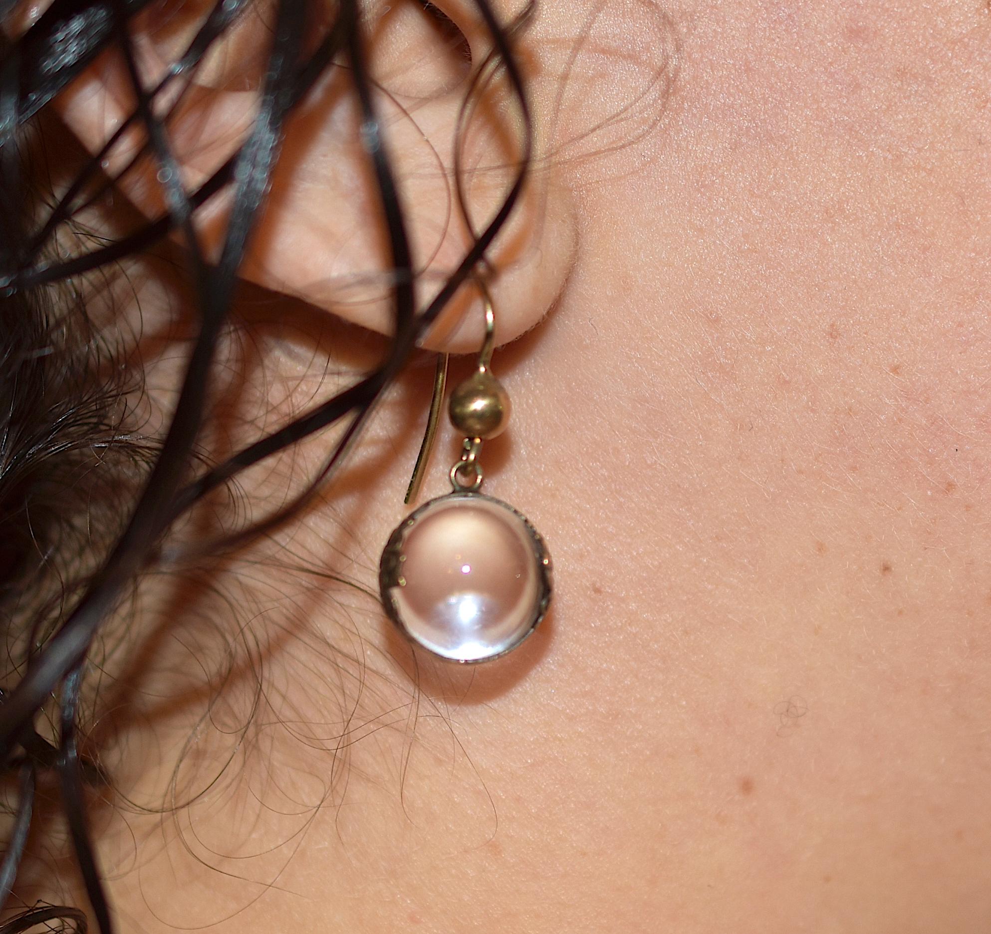 Women's Antique Edwardian Pools of Light Silver Gilt Rock Crystal Earrings