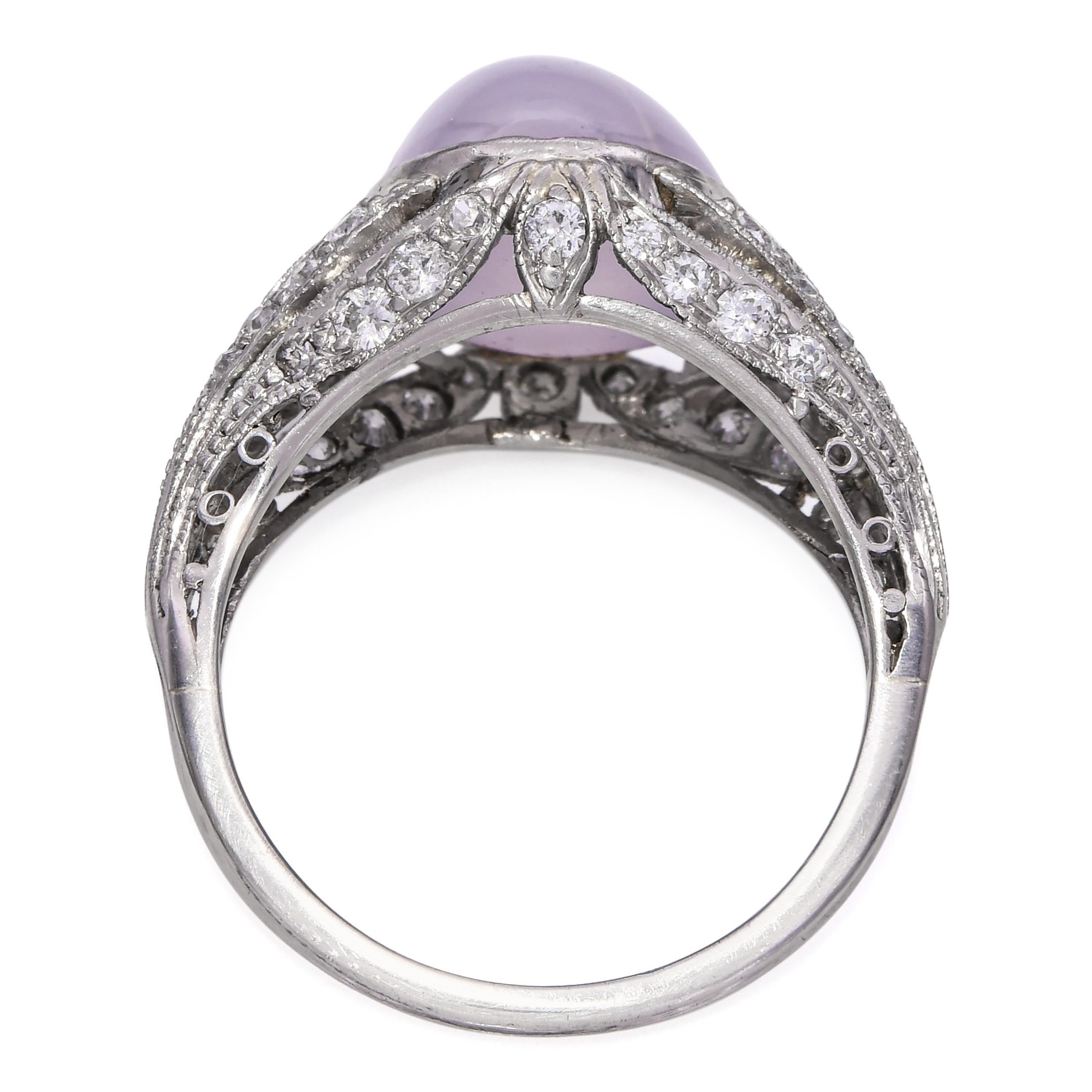 Anello antico edoardiano con zaffiro viola a stella e diamanti in filigrana In condizioni buone in vendita a New York, NY