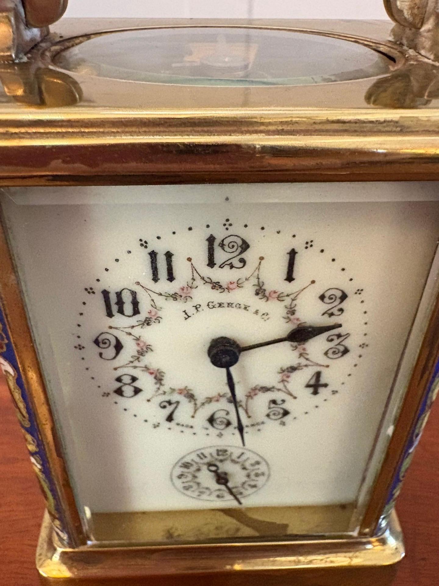 English Antique Edwardian Quality Brass and Champleve Enamelled Carriage Clock For Sale