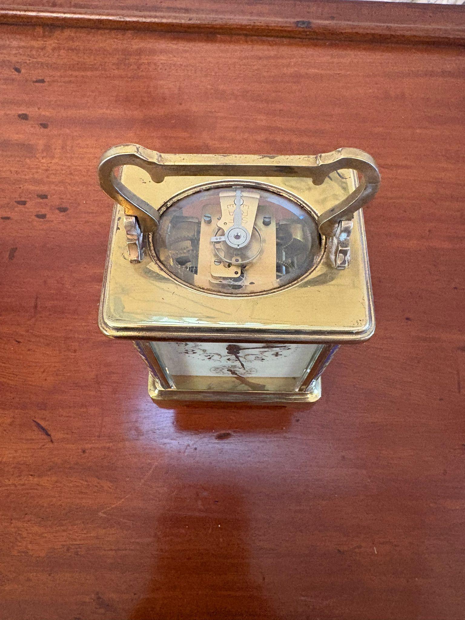 Antique Edwardian Quality Brass and Champleve Enamelled Carriage Clock In Good Condition For Sale In Suffolk, GB