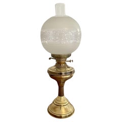 Antike Öllampe aus Messing und Glas in edwardianischer Qualität