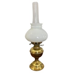 Antique Edwardian Quality Brass And Glass Oil lamp