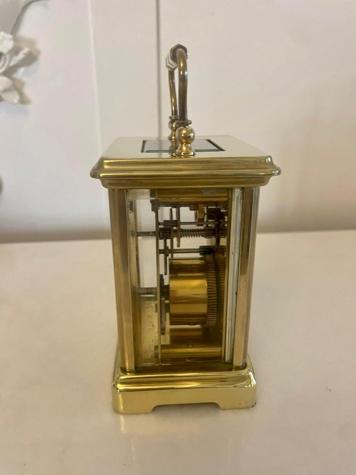 Antique Edwardian Quality Brass Carriage Clock  In Good Condition For Sale In Suffolk, GB