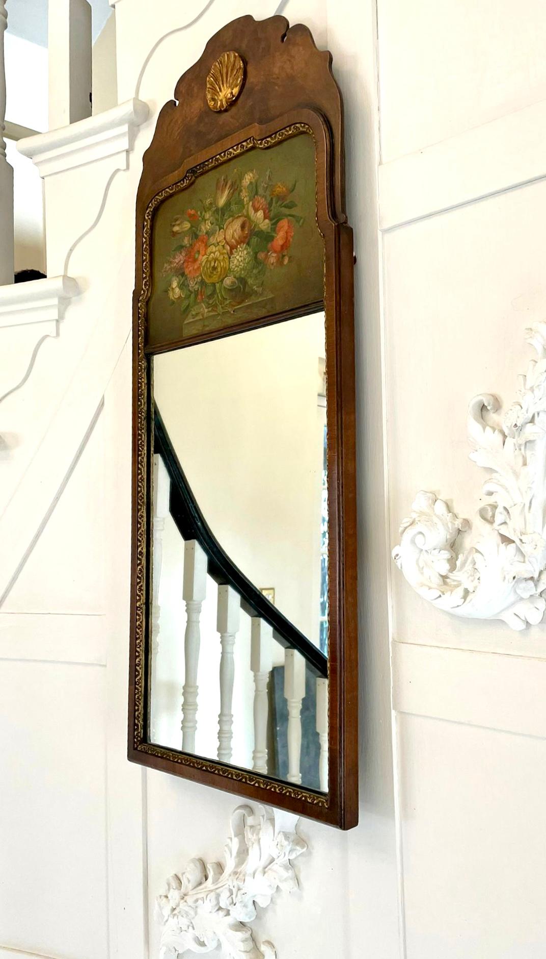 Antique Edwardian Quality Burr Walnut and Gilded Carved Wall Mirror In Good Condition In Suffolk, GB