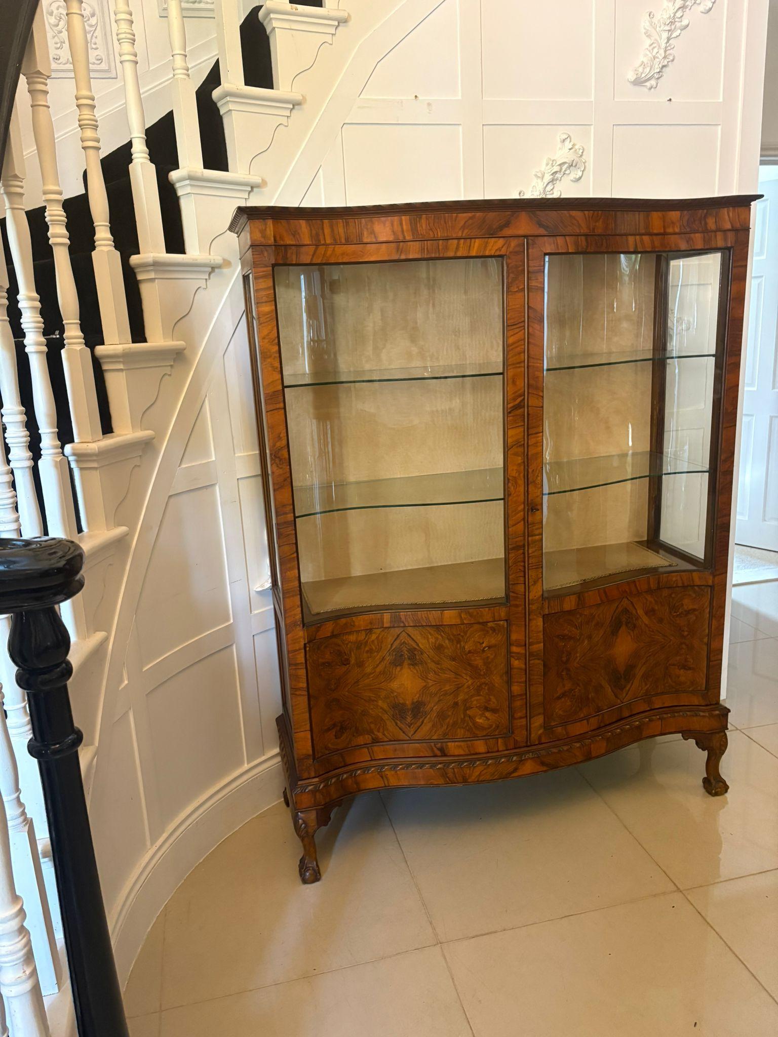 Ancienne vitrine en ronce de noyer de qualité édouardienne en vente 2