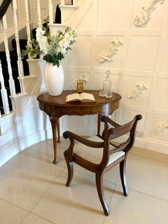 Antique Edwardian Quality Burr Walnut Freestanding Oval Shaped Writing Table