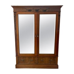 Antique Edwardian Quality Carved Mahogany Wardrobe