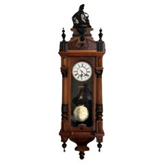 Antique Edwardian quality carved walnut Vienna wall clock 