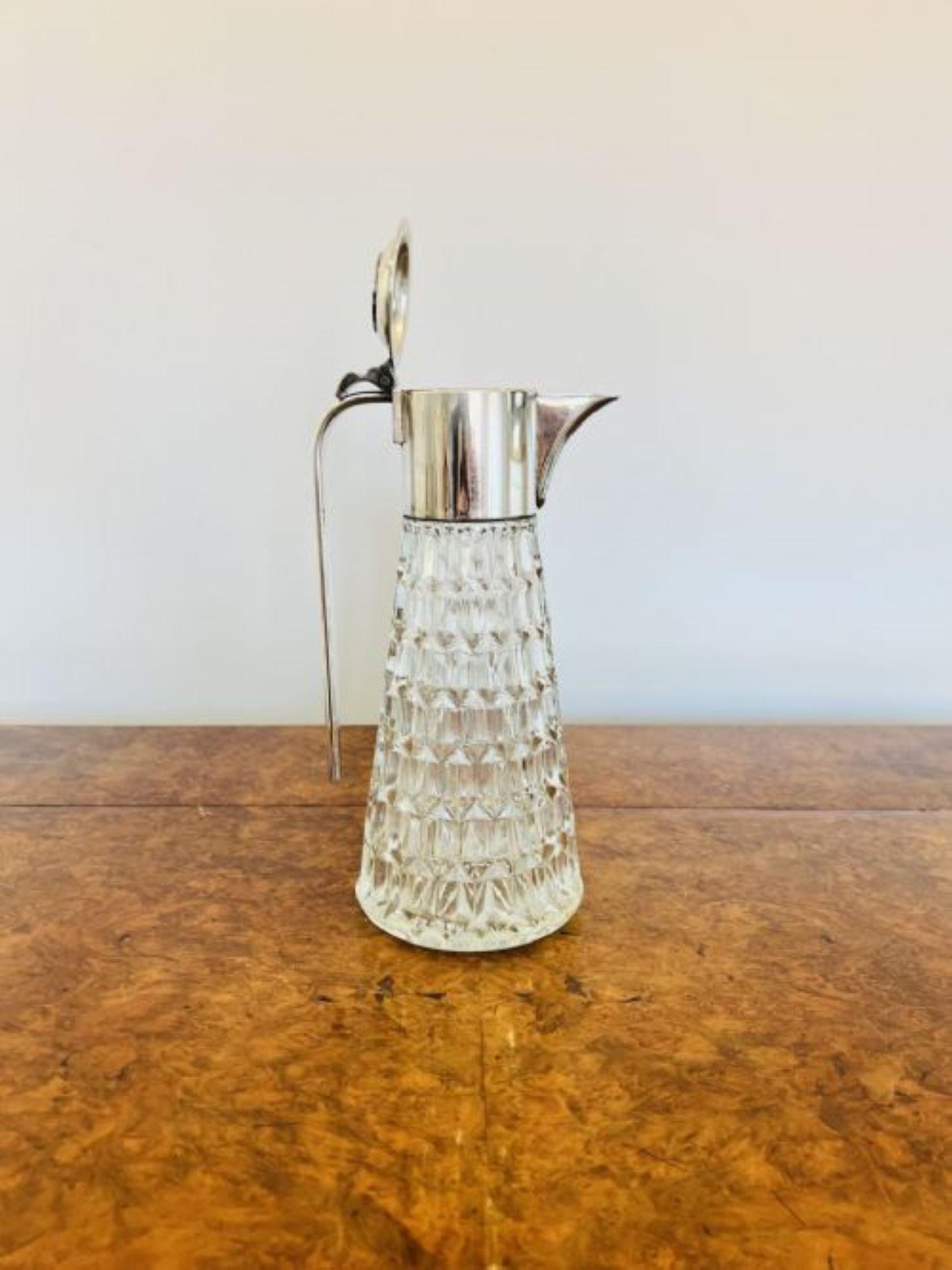 20th Century Antique Edwardian quality cut glass and silver plated claret jug  For Sale