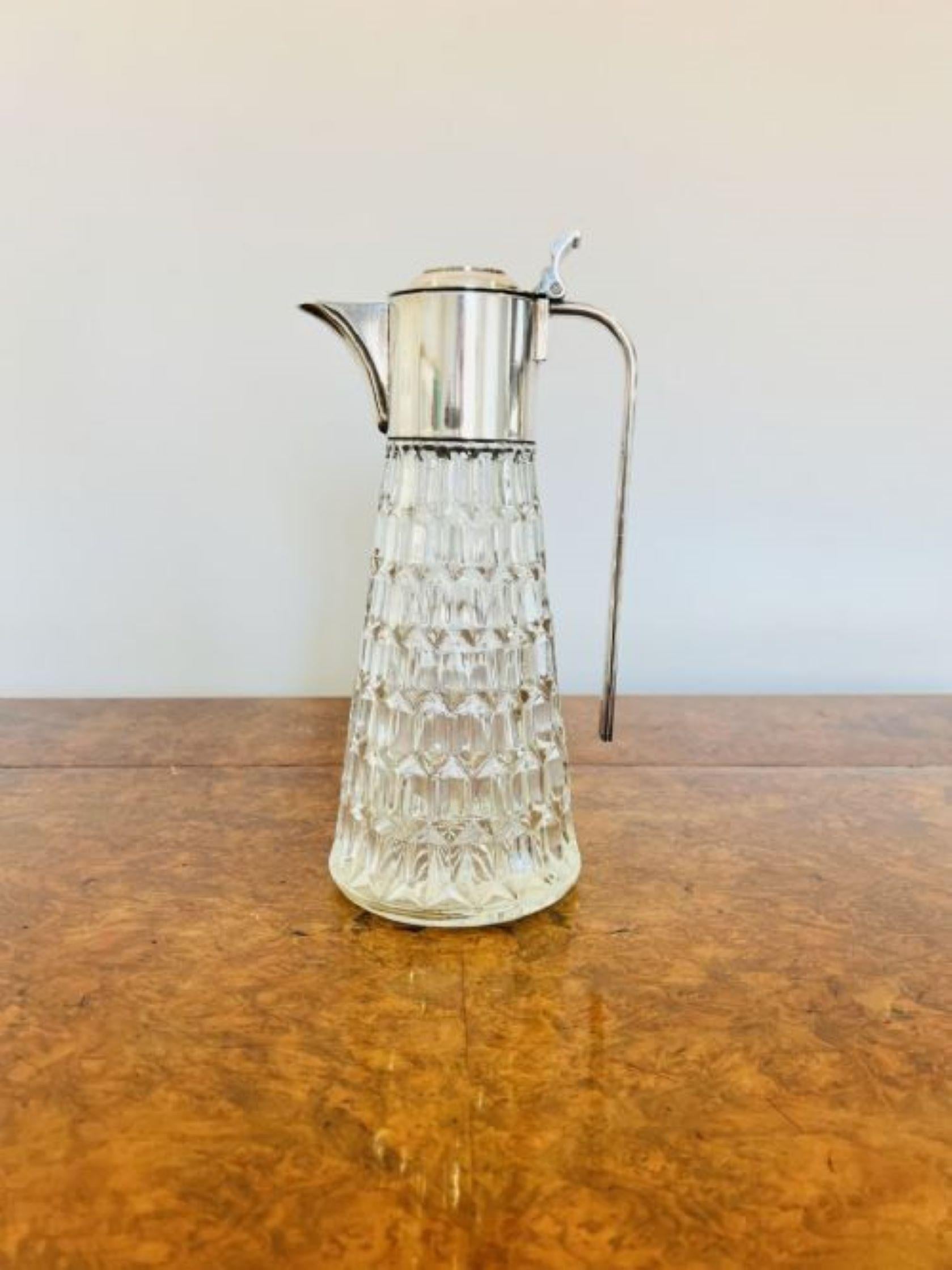 Antique Edwardian quality cut glass and silver plated claret jug  For Sale 1
