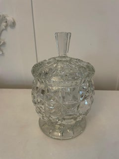 Antique Edwardian Quality Cut Glass Biscuit Barrel